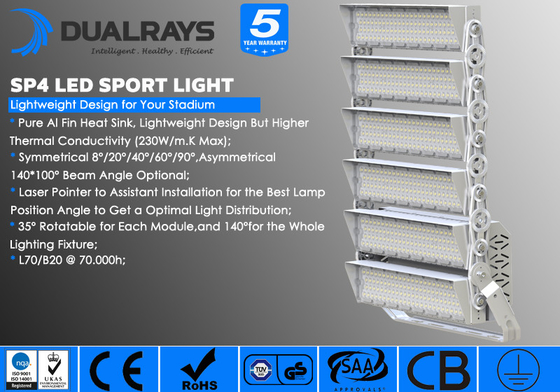 LED টেনিস কোর্ট লাইট LED স্পোর্টস ফিল্ড লাইটিং 600W পেশাদার স্পোর্ট লাইটিং অপটিক্স সহ