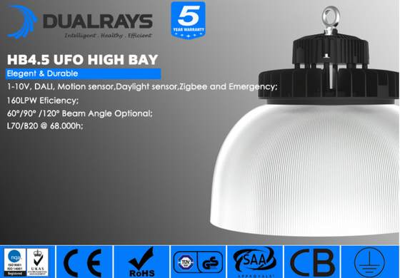 ডেলাইট HB4.5 UFO মোশন ডেলাইট সেন্সর 150W UFO হাই বে 160LM/W IP66 ZIGBEE