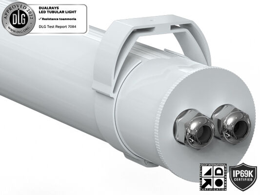 160LPW DIP সুইচযোগ্য পাওয়ার এবং 3CCT 3-ফেজ পরিবর্তনযোগ্য LED টিউবুলার লাইট পশু খামার গুদাম জন্য