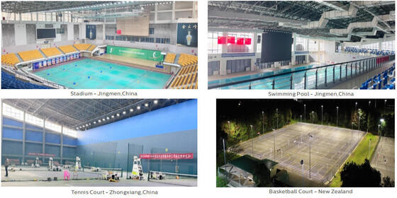 250W মডুলার এলইডি স্পোর্ট লাইট বাইরের স্পোর্টস আলোর জন্য জিগবি ওয়্যারলেস কন্ট্রোল এবং আইপি 66 রেটিং সহ