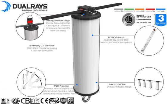 Dualray D2 সিরিজ 50W আউটডোর এবং ইনডোর LED ট্রাই প্রুফ LED ব্যাটেন লাইট 160LMW 5ft লম্বা