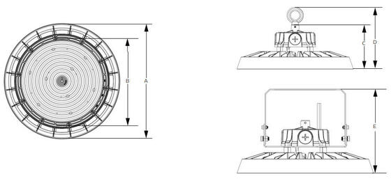 100W 150W 200W ডুয়ালরে লাইটিং HB5 UFO LED হাই বে লাইট 150 Lm/W IP65 মোশন সেন্সর ওয়্যারহাউস ফ্যাক্টরি লাইটিং 5 বছরের ওয়ারেন্টি