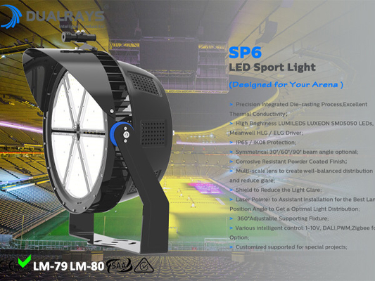 400W LED স্পোর্টস স্টেডিয়াম লাইট 150lm/W IP66 শেনজেন ডুয়ালরে লাইটিং চায়না থেকে 5 বছরের ওয়ারেন্টি সহ