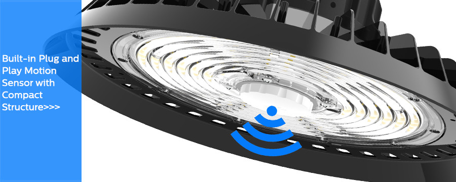 5 বছরের ফ্রি ওয়ারেন্টি 200 W UFO LED হাই বে লাইট CE CB SAA TUV GS ওয়্যারহাউস এবং ওয়ার্কশপের জন্য ডেলাইট সেন্সর সহ