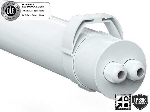 IP69K IP66 TB7 সুপার এলইডি টিউবুলার লাইট, DIP সুইচযোগ্য পাওয়ার/3CCT/3-ফেজ 160LPW দক্ষতা