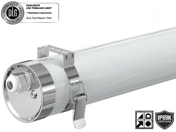 TB6 LED টিউবুলার লাইট IP69K PMMA IK08 অ্যান্টি-অ্যামোনিয়া/ইউভি/পিসি আইকে10 অ্যান্টি-ইউভি সুরক্ষা