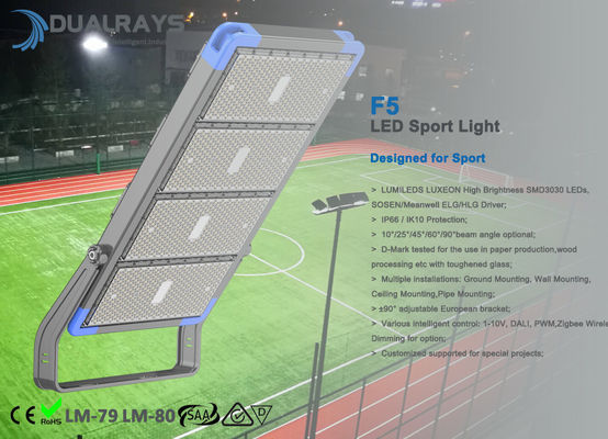 500W উচ্চ উজ্জ্বলতা IP66 আউটডোর স্পোর্ট ফিল্ড এরিয়া লাইটিং হাই মাস্ট LED ফ্লাড লাইট